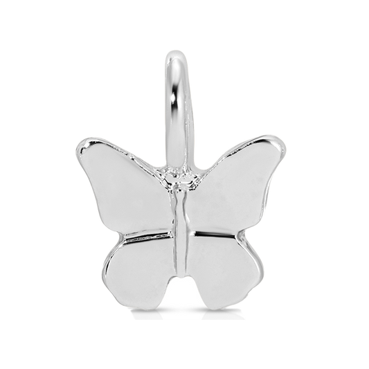 A silver butterfly charm is shown.