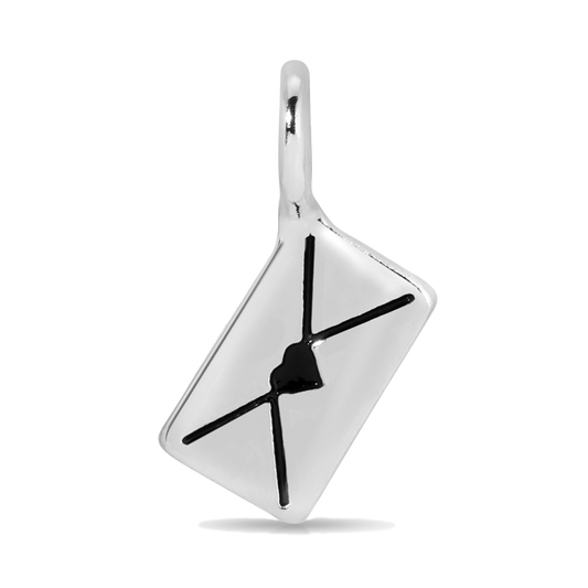 Silver pendant in the shape of a sealed envelope.