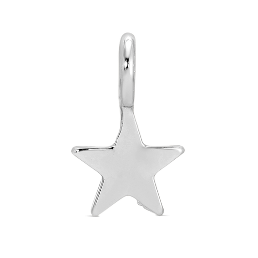 A small silver star charm hangs from a ring.