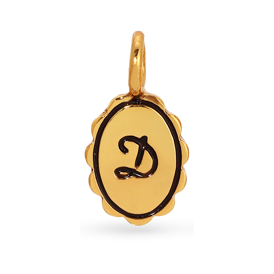 Charm Garden - Scalloped Initial Charm - Gold - D